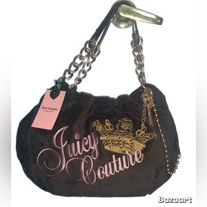 NWT Juicy Couture The Key to Juicy Four Poster Chocolate Slouchy Shoulder Purse